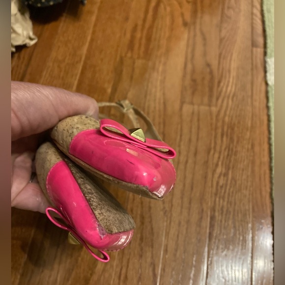 KATE SPADE ♠️ Pointy Cork Flats W/ Neon Pink Toe 9.5 - Picture 5 of 8